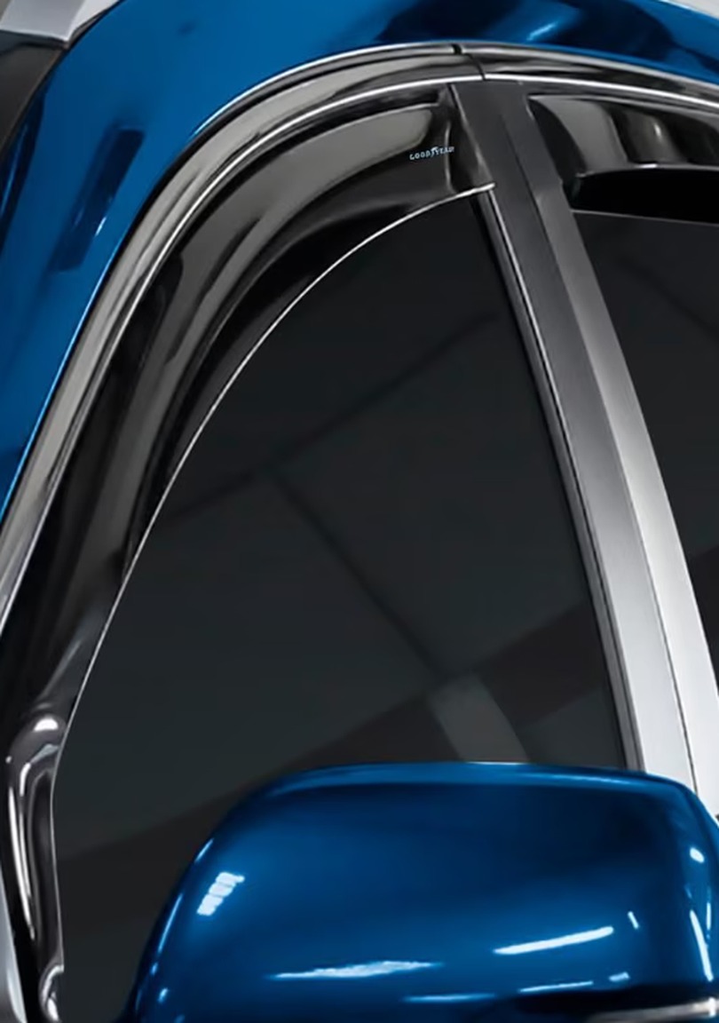 Side windows with Switch Tint switched on, a deep smoked finish