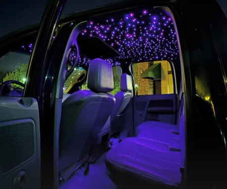 Starlight headliner with purple fiber optic stars by AutoWa Customs