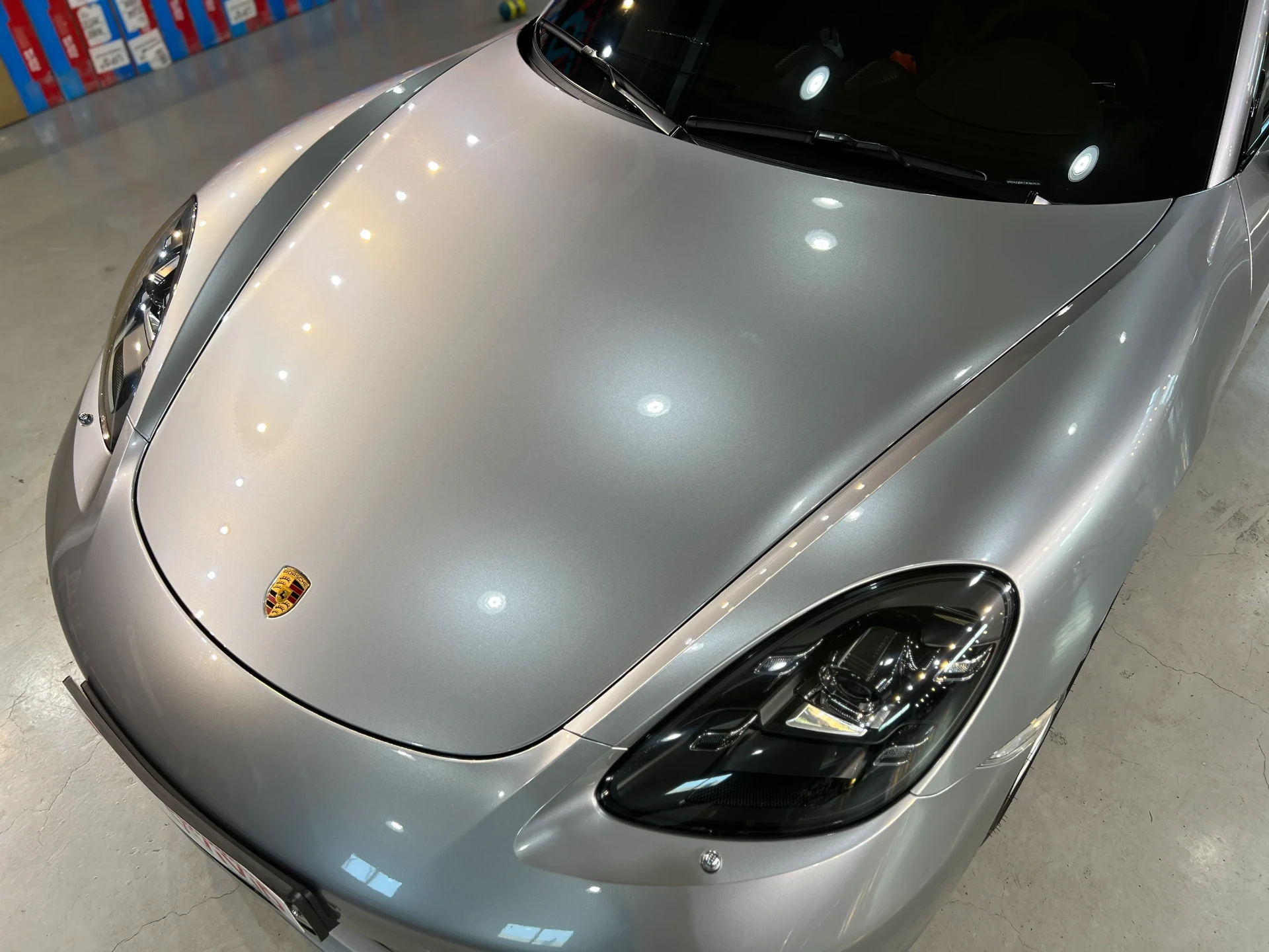 Silver Porsche front bodywork and paint finish