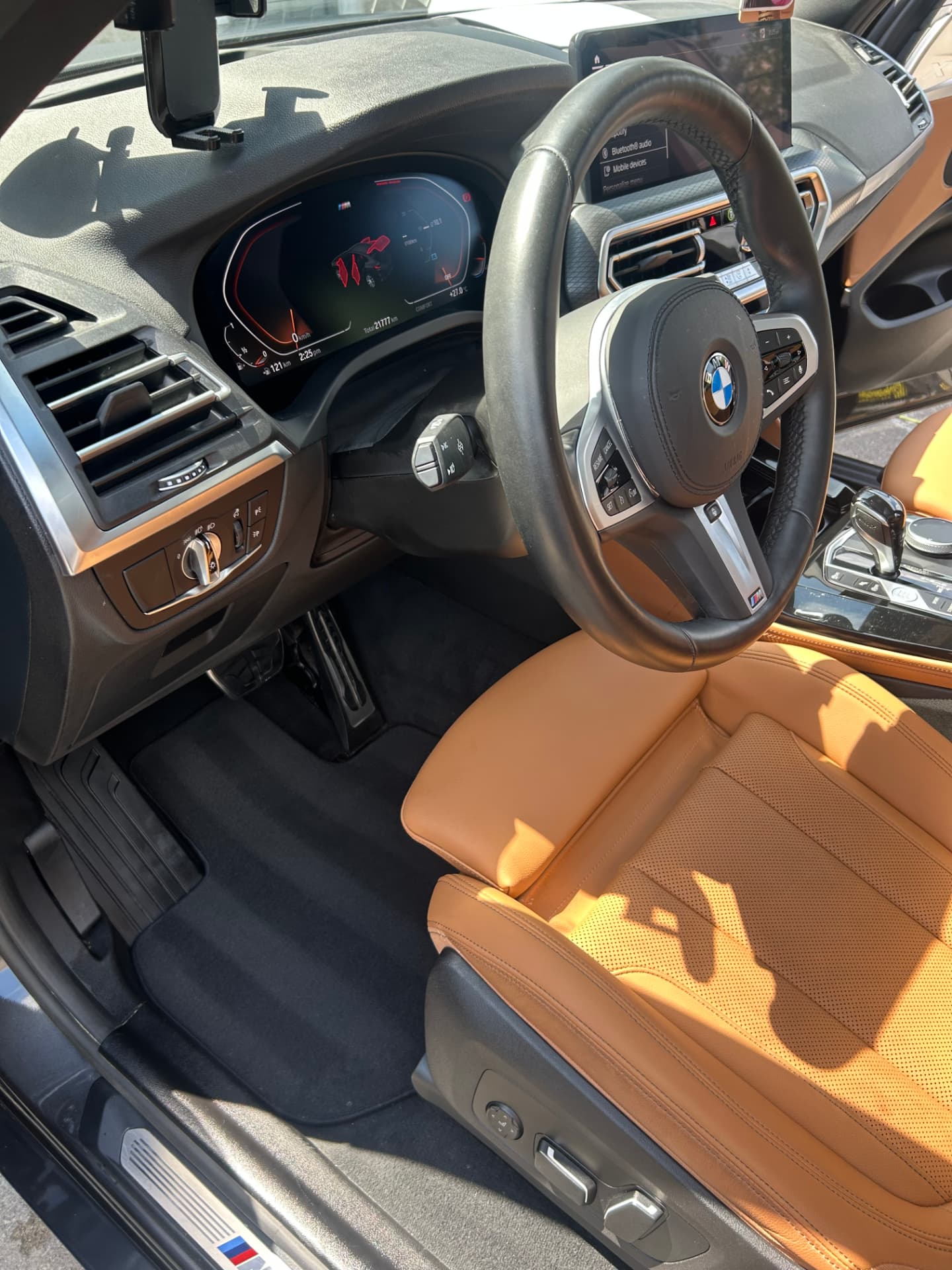 Cognac leather interior detail on a BMW M in Ottawa